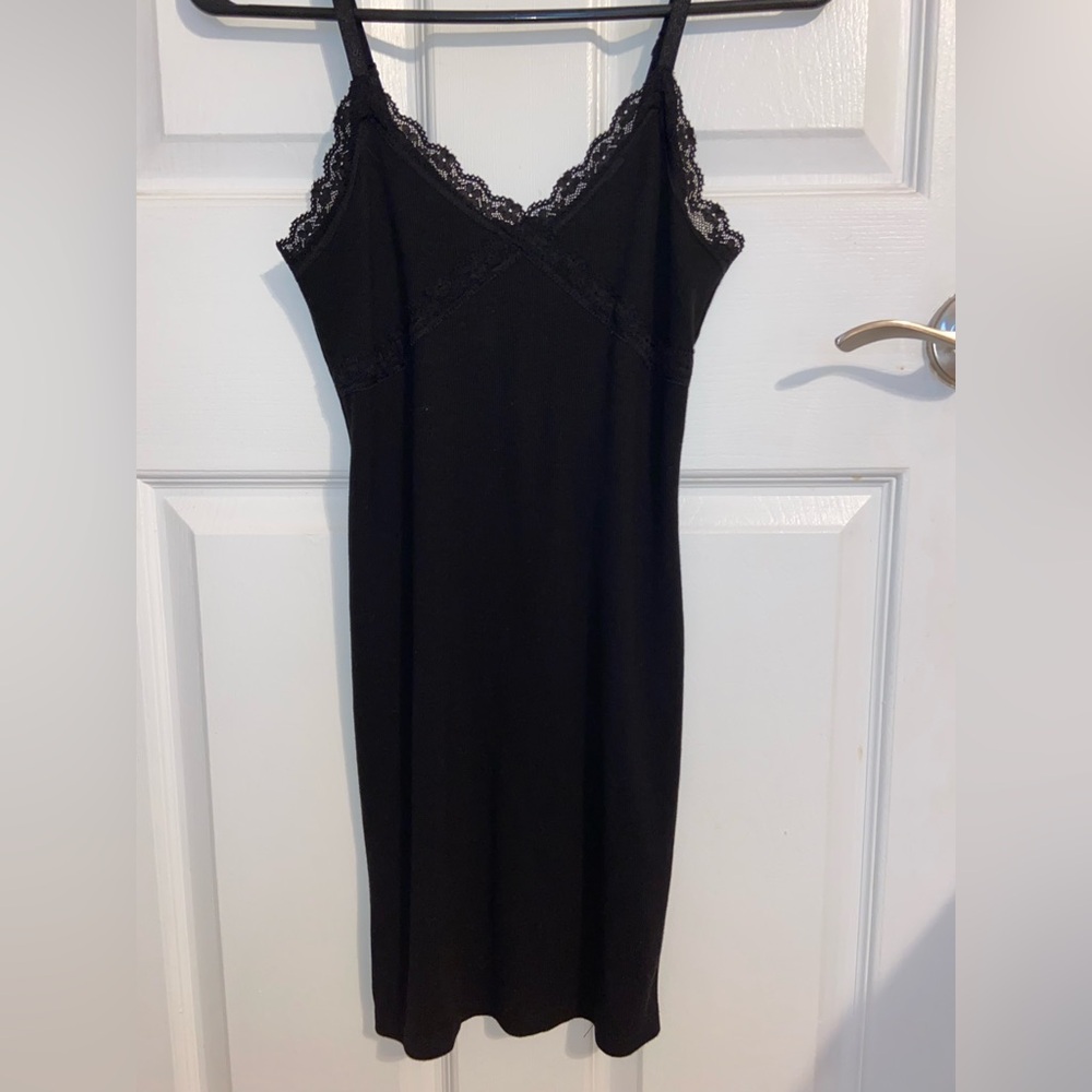 Black Lace Trim Slip bodycon Dress never worn